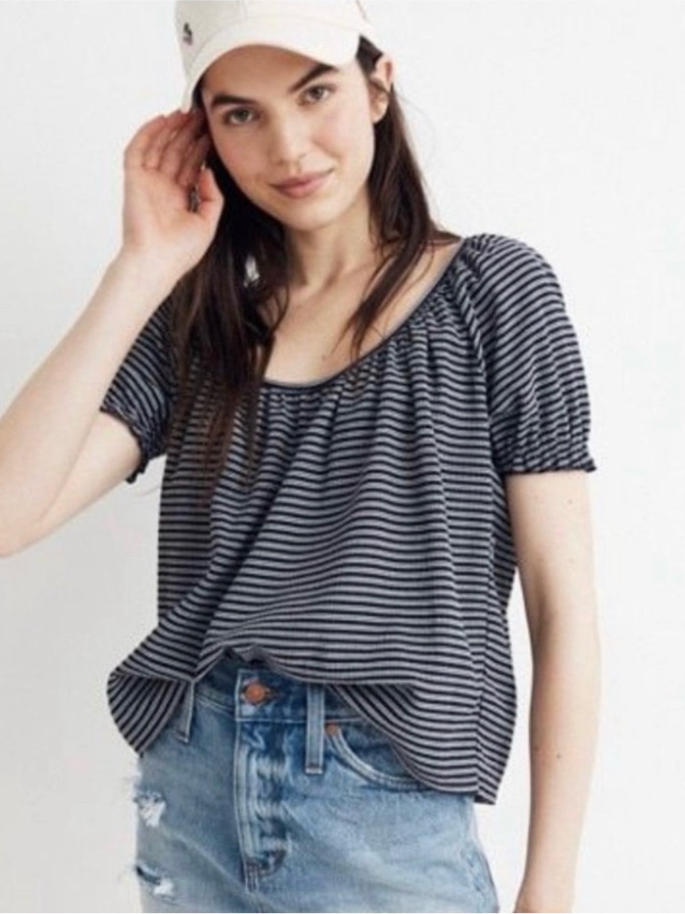 Madewell Texture & Thread Striped Top Sz M